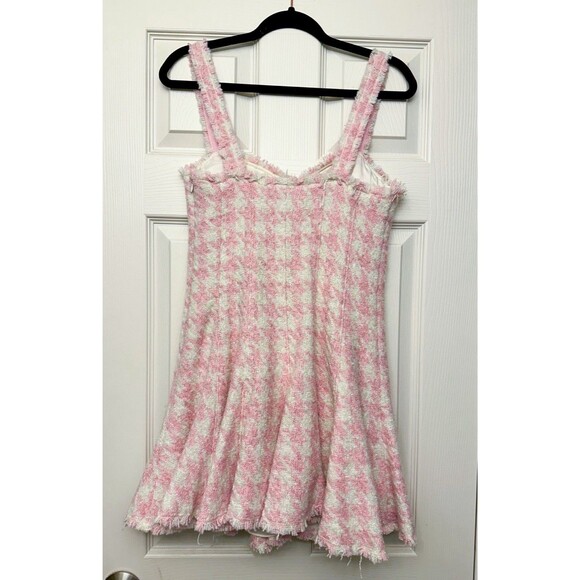 LoveShackFancy Mini Dress Women’s Size 6 “Josalie” Wool Houndstooth Pink New - Picture 7 of 10